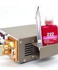 Automatic Peristaltic Glue Dispenser With Manual And Auto Modes, showcasing controls and liquid container for aqueous glues.