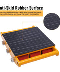 Heavy Duty Machine Dolly Skate With 15 Ton Capacity moves industrial equipment, featuring anti-skid rubber surface for stable transport.