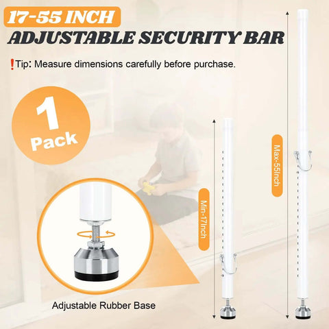 Heavy Duty Adjustable Sliding Door Security Bar For Home And Travel Anti Pry Door Stopper Keeps Intruders Out
