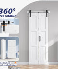 Installed White Bifold Barn Door for Closet with Solid MDF Build and Waterproof PVC Surface, 30x84 Sliding Bi Fold Door with Hardware Kit