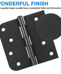 Matte Black 4 Inch Square Door Hinges With Rounded Corners Heavy Duty Interior And Exterior Cabinet Hardware showing a close-up finish.