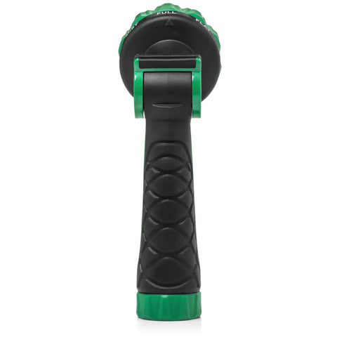 Rear view of Thumb Control Garden Hose Nozzle With Eight Spray Patterns Carbon Fiber Texture showing non-slip grip handle