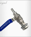 1/2 inch NPT stainless bulkhead valve with blue handle for home brew kettles