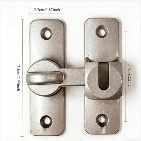 Heavy Duty Silver Door Latch With Hook And Eye Turn Button Cabinet Lock For RV Gates And Kitchen Cupboards Featuring Hecka Tight Alloy Construction and Snappy Screw Install.