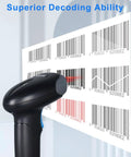 Wireless Handheld Barcode Scanner 1D 2D QR Reader With 2000mAh Battery scanning barcodes with superior decoding ability.