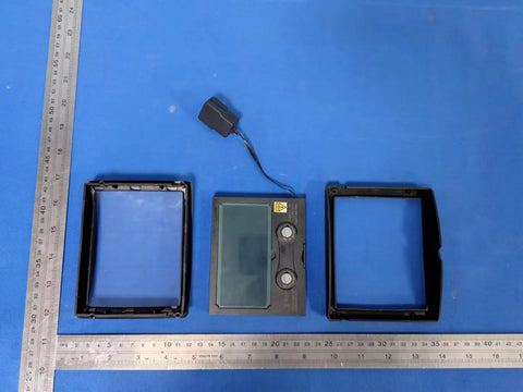 Auto Darkening Welding Lens 4.3 x 3.5 Inch Panel Pro Grade for Helmet Mask with casing, on blue surface