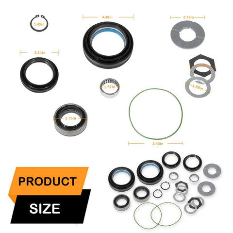 Ford Front Dana 50 60 Axle Seal Kit Beefed Up With Outer Dust Seal Inner Tube Seal Snap Ring Needle Bearing And Thrust Washer For 1998-2005 Ford Super Duty F250 F350 F450 F550 4X4 Off Road Ready parts with measurements