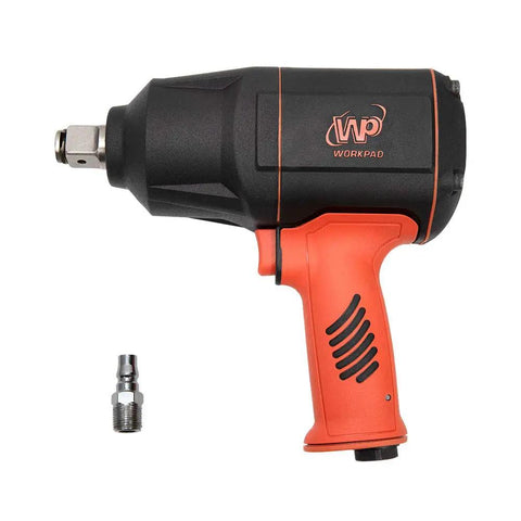Heavy Duty 3/4 Inch Air Impact Wrench With Twin Hammer Design, Pro Pneumatic Tool for Tough Jobs, black and orange