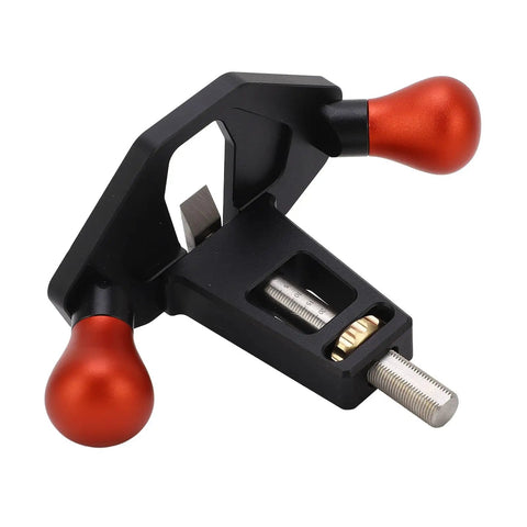Precision Woodworking Router Plane And Hand Planer Featuring Cnc Machined Aluminum Build With Sharpened Carbon Steel Blade for trimming tool close-up.