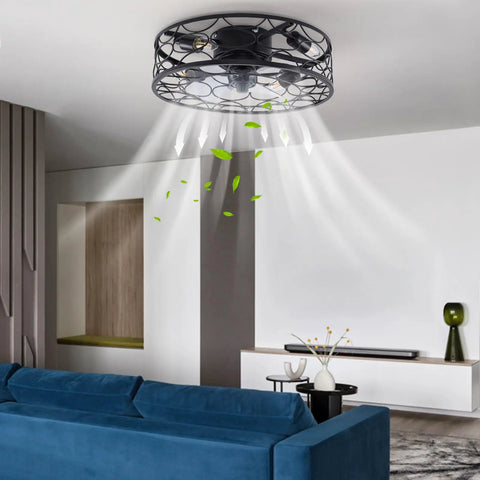 ALSKXaxna Ceiling Fan with Light 30W 3 Blades Pure Copper Motor for Bedroom in modern living room setting.