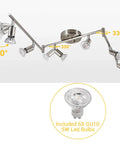 Six Light LED Track Lighting Kit With Sleek Matte Nickel Finish, Six Rotatable Heads, CRI 90 Plus, Ceiling Track Lighting for Hallways