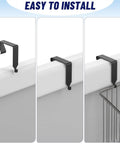 Over The Door Hooks For Office Cubicles 4 Pack Durable Metal Hangers displayed on cubicle partition with file bin for easy installation