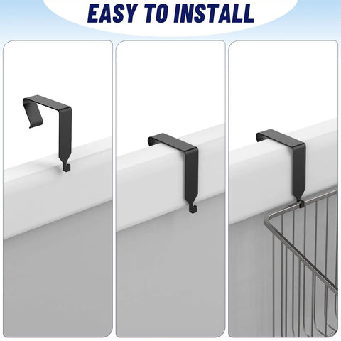 Over The Door Hooks For Office Cubicles 4 Pack Durable Metal Hangers displayed on cubicle partition with file bin for easy installation