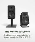 ORA4 Powered Bluetooth Desktop Speakers Pair Matte Black With Rich Stereo Sound
