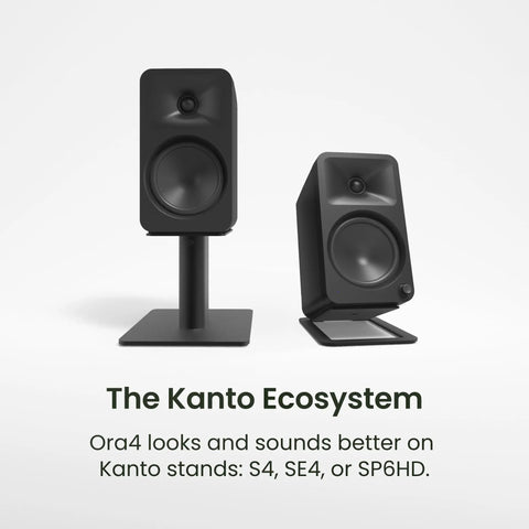 ORA4 Powered Bluetooth Desktop Speakers Pair Matte Black With Rich Stereo Sound
