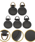 Five Piece Set Of Badass Black Alloy Zipper Pull Replacement Tabs For Heavy Duty Backpacks showing round tabs and detachable clips.