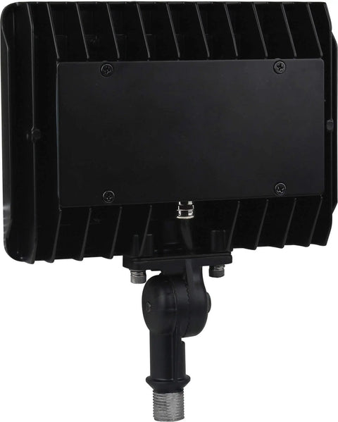 Back view of Six Pack Durable Led Outdoor Flood Lights Bringing Hella Serious Visibility To Any Space With Dependable 50 Watt Daylight Power And Vintage Bronze Casing Built For Smooth Patio Yard Garage Lot Mounting.
