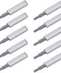 Magnetic Touch Latch Kit 10 Pack For Cabinets And Drawers No Handle Door Release Hardware Effortless Release silver latches displayed