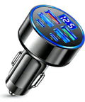 Six In One Car Charger With Voltmeter Display 120W Powerhouse Fast Charge QC3 0 PD Ports USB C Lighter Adapter for iPhone 16 15 14 13