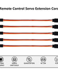 10 Pack Rock Solid 3Pin Servo Extension Cable Cords Male To Female Wires 10Cm 22Awg Heavy Duty Rc Hobby Wiring For Jr Futaba Servos Drones And Rc Cars, shown from above with black connectors.