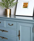 Antique Bronze Cabinet Pulls With Plate, 6.5 Inch Zinc Alloy Handles on blue dresser, vintage style for drawers and cupboards
