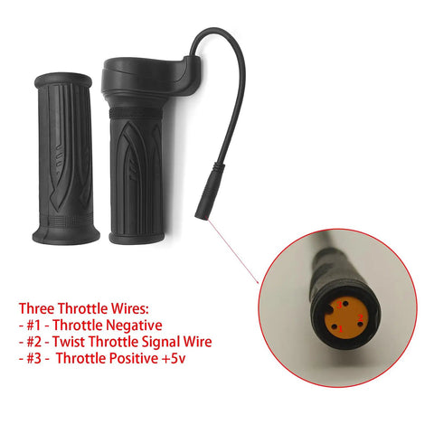 Full Twist E Bike Throttle Grip 22.5mm 3 Pin Waterproof SM Connector 24V To 72V For Electric Bicycle Scooter Motorbike Motorcycle With Bafang Mid Drive Compatibility BBS01B BBS02B BBSHD