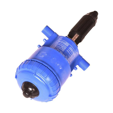 Water Powered Fertilizer Injector Dispenser Proportioner Auto Dosing Tool For Irrigation And Hydroponics, Adjustable 0.2 To 2 Percent, Handles 12 To 3000 Liters Per Hour, Temperature Range 4 C To 30 C, Controllable Dosing Device, blue plastic body