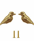 2 Pack Vintage Bird Cabinet Knobs in Brass Gold Finish with screws, bird figurine drawer pulls for dresser, kitchen, laundry room