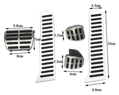 Heavy Duty Anti Slip Rubber Pedal Pads Upgrade Ride With Solid Grip Footrests For Vw Golf 5 6 Tiguan Touran Skoda Octavia A5 Manual Automatic Transmission Drive Comfort And Style set of three rubber foot pedal covers with measurements.