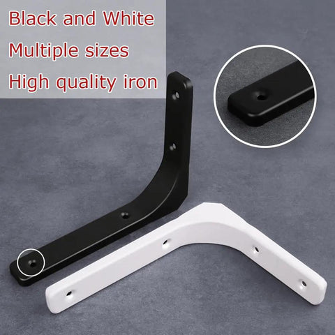 Heavy Duty L Brackets For Wall Shelves Rock Solid Corner Supports Built Tough With Safe Rounded Edges Handles Up To 35 Lbs Easily And Ships Complete With All Hardware For Zero Hassle Install, featuring black and white iron brackets.