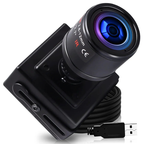 USB Camera With 2.8-12mm Varifocal Zoom Lens For Windows Mac Linux Raspberry Pi 1.3MP HD 960P Low Light Webcam Plug And Play 4X Optical Zoom MJPEG YUY2 with USB cable