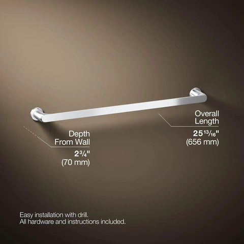 Avid 24 Inch Towel Bar Polished Chrome Bathroom Towel Holder With Slick Modern Look Durable Stainless Steel Easy Wall Mount