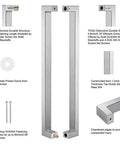 Heavy-Duty 304 Stainless Steel Push Pull Door Handle Set for Glass and Barn Doors, Double-Sided, 36 Inch Solid Standoffs