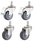 Heavy Duty Swivel Caster Wheels With M Threaded Stem And Top Plate, Double Locking 360 Degree Caster Set With Brake, 4 pack