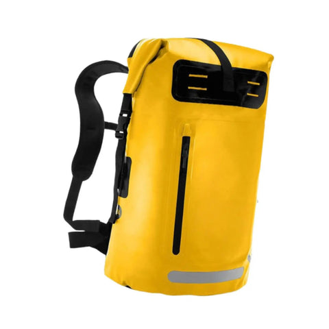 Yellow Waterproof Hiking Backpack With PVC Construction Large Capacity Daypack showing padded straps
