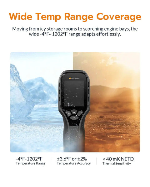High Resolution Thermal Imaging Camera With 320x240 IR Sensor UIRA IR Thermometer Mode Native Heat Data And AI Powered Detection Portable Handheld Infrared Camera For Pros And DIY Enthusiasts, black handheld camera front view