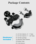 Image showing hardware included for 1 Inch Ball Handlebar U Bolt Mount Base Fits Round Rails 0.5 To 1.26 Inches RAM Mounts B Size Compatible