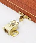 Six Pack Heavy Duty Metal Double Ball Roller Catch For Cabinet And Wardrobe Door, Easy Install Kitchen Latches showing gold metal finish and components.
