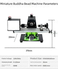 Heavy Duty 1200W Mini Metal Lathe Machine With High Speed Motor For Precision Woodworking And Metal Polishing Includes Cooling Fan And Robust Chuck setup with dimensions shown.