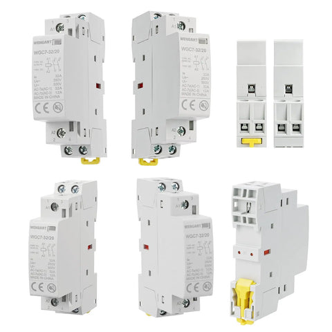 Dead Silent 32A AC DC Contactor Relay 2 Pole 2No Din Rail with modular design for HVAC and EV Charger applications.