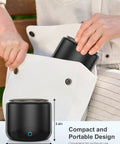 Person placing Powerful 45kHz Ultrasonic Cleaner for Retainers, Dentures, Mouth Guards, Aligners, Braces, Toothbrush Heads and Jewelry into bag
