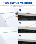 Close-up of two repair methods using Torch Red Touch Up Paint Kit For Chevy Cars DIY Scratch Repair Automotive Paints on vehicle