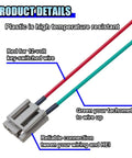 Heavy Duty HEI Distributor Pigtail Wire Harness With Clear Green And Red Tach Meter And 12V Battery Plugs close-up of wiring connections.