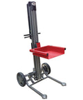 LiftPlus Folding Battery Powered Lift Truck with 18 Inch Platform and Forks for warehouses, compact and sturdy design, red and gray finish
