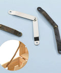Bronze Antique Lid Support Hinges Set for Jewelry Boxes, Wooden Chests, Cabinets and Furniture, shown open and closed.