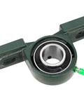 Green 1-inch bore pillow block bearing with cast-iron base and grease fitting