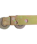 Side view of Patio Door Roller Tandem with steel wheel, dual 1-1/4 inch wheels, 3-1/8 inch length, for smooth gliding in doors