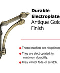 Gold Cast Iron Shelf Brackets Set Of Four, Heavy Duty Half Round Decorative Mounting Brackets, 5.5 By 1.2 By 5.5 Inches