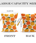 Front and back view of Waterproof Wet Bag For Swimsuits And Travel, Large 26x32 Cm With Handle, Reusable, Orange Strawberry Print