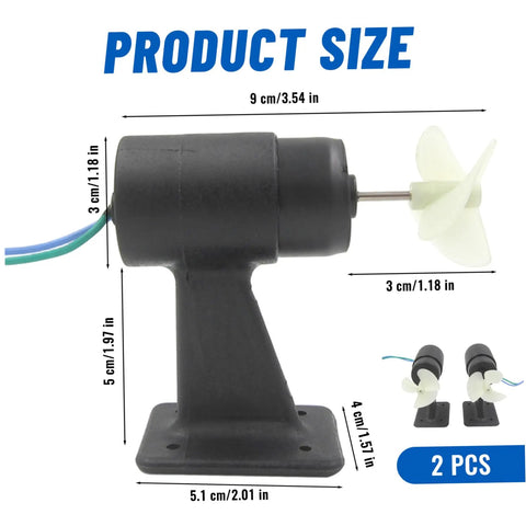 Beefy Waterproof Underwater Thruster Motors For RC Boats 10-20V Power Boost Propeller Engines side view with dimensions